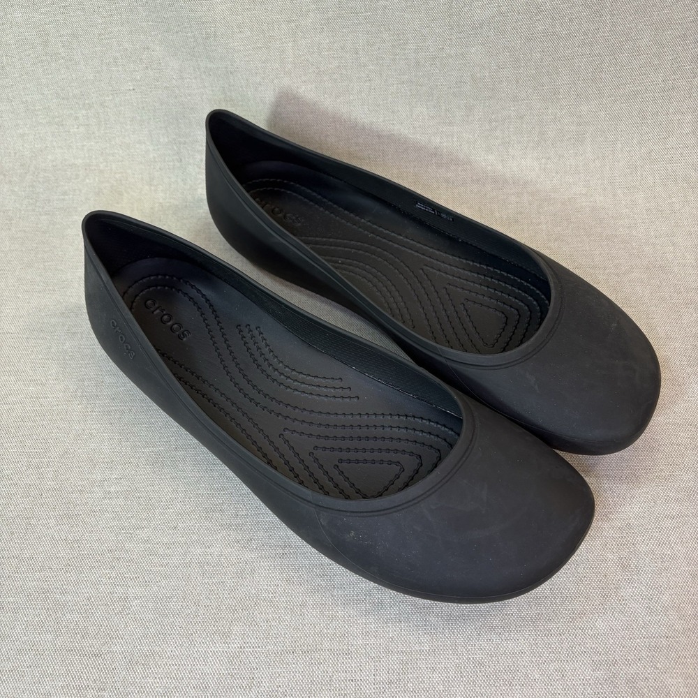 Crocs Ballet Black Slip On Flats Work Shoes Kadee Lina Style Womens 11 Black